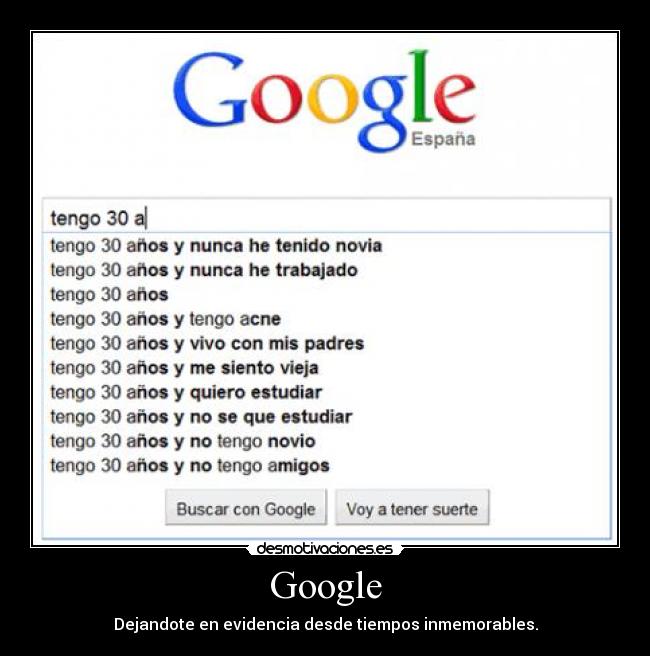 Google - Dejandote en evidencia desde tiempos inmemorables.