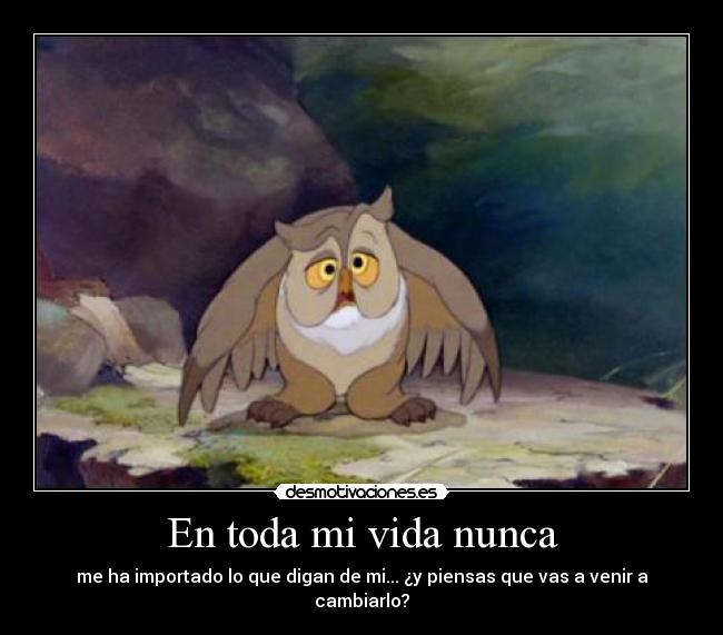 En toda mi vida nunca - me ha importado lo que digan de mi... ¿y piensas que vas a venir a cambiarlo?