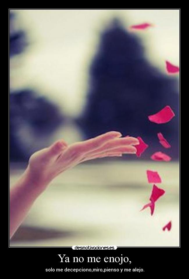 Ya no me enojo, - solo me decepciono,miro,pienso y me alejo.