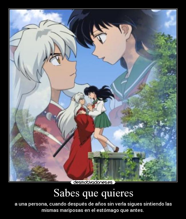 Sabes que quieres - a una persona, cuando después de años sin verla sigues sintiendo las
mismas mariposas en el estómago que antes. 