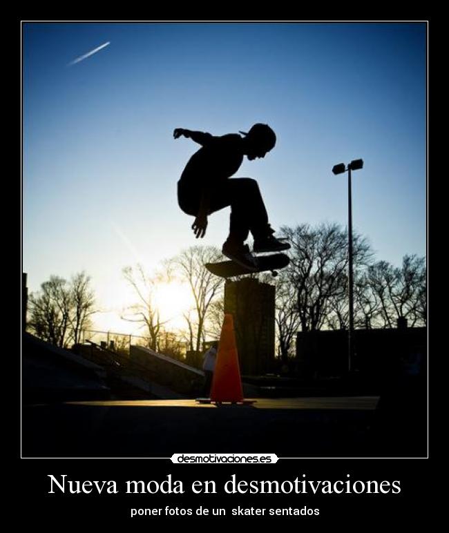 Nueva moda en desmotivaciones - poner fotos de un  skater sentados