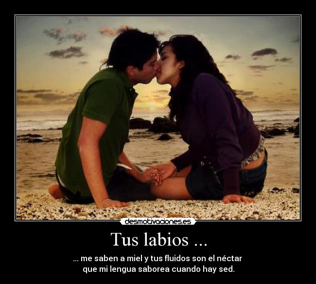 Tus labios ... - ... me saben a miel y tus fluidos son el néctar 
que mi lengua saborea cuando hay sed.