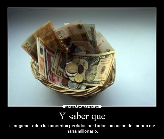 Y saber que - si cogiese todas las monedas perdidas por todas las casas del mundo me
haría millonario.