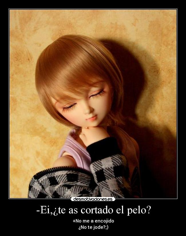 -Ei,¿te as cortado el pelo? - +No me a encojido
¿No te jode?;)