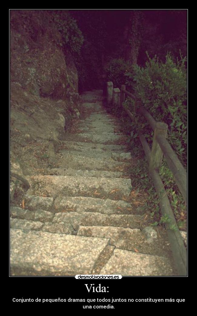 Vida:  - Conjunto de pequeños dramas que todos juntos no constituyen más que una comedia.