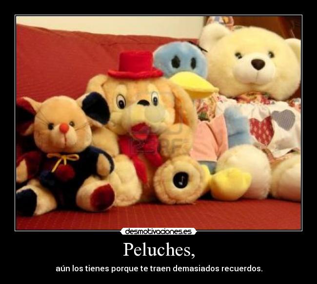 Peluches, - aún los tienes porque te traen demasiados recuerdos.