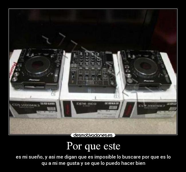 Por que este - es mi sueño, y asi me digan que es imposible lo buscare por que es lo
qu a mi me gusta y se que lo puedo hacer bien