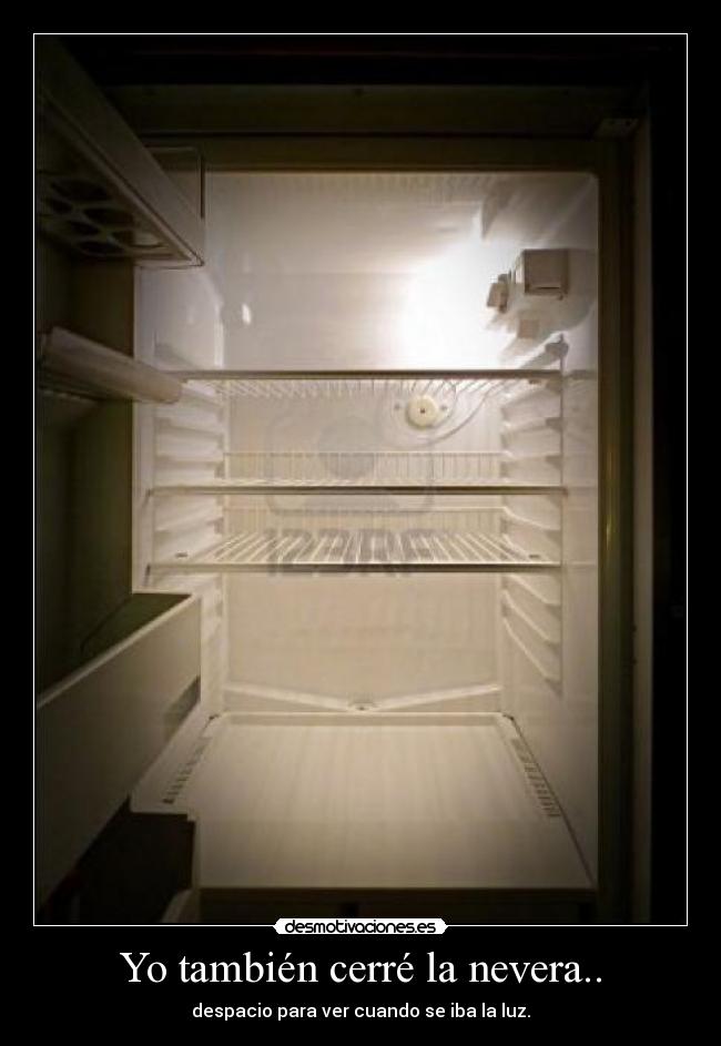 Yo también cerré la nevera.. - despacio para ver cuando se iba la luz.