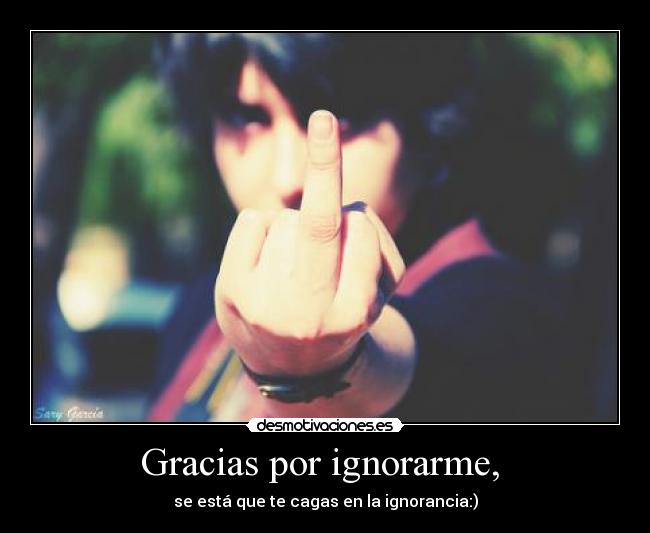 Gracias por ignorarme,  - se está que te cagas en la ignorancia:)