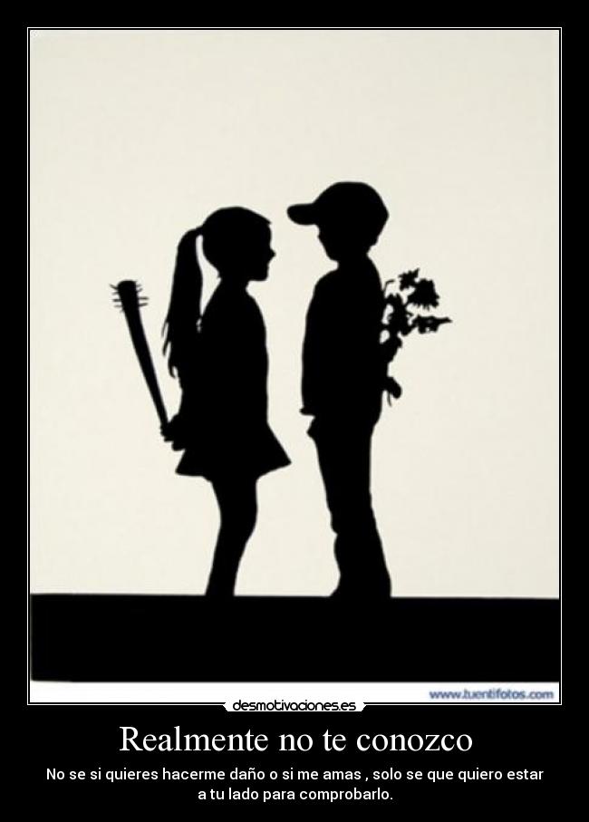 Realmente no te conozco - No se si quieres hacerme daño o si me amas , solo se que quiero estar
a tu lado para comprobarlo.