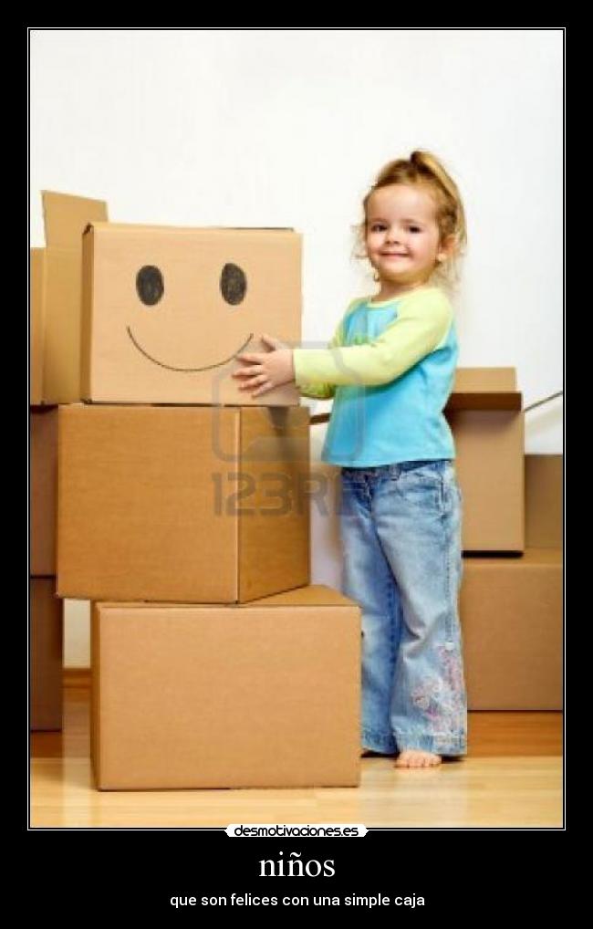 niños - que son felices con una simple caja
