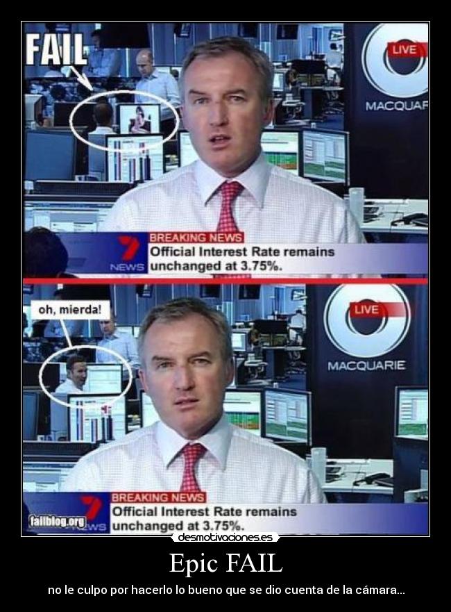 Epic FAIL - no le culpo por hacerlo lo bueno que se dio cuenta de la cámara...