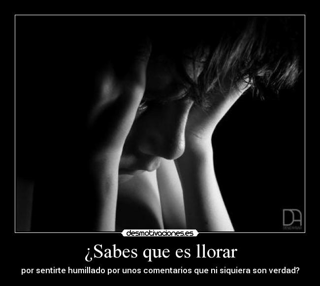 ¿Sabes que es llorar - por sentirte humillado por unos comentarios que ni siquiera son verdad?