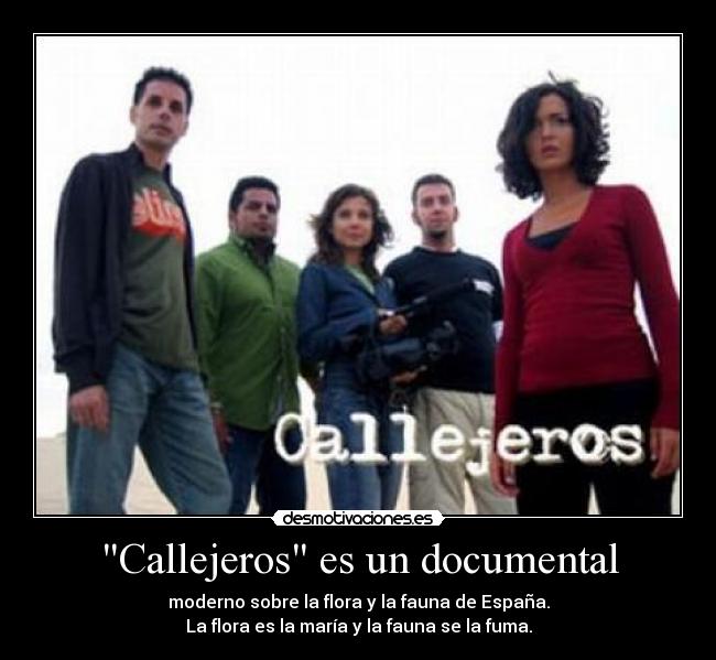 Callejeros es un documental - moderno sobre la flora y la fauna de España.
La flora es la maría y la fauna se la fuma.