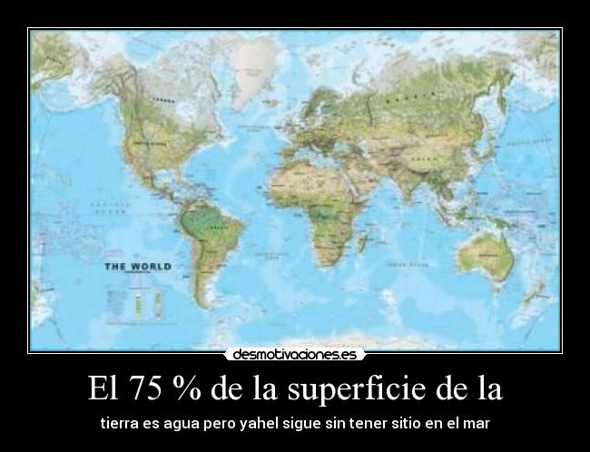 El 75 % de la superficie de la - tierra es agua pero yahel sigue sin tener sitio en el mar