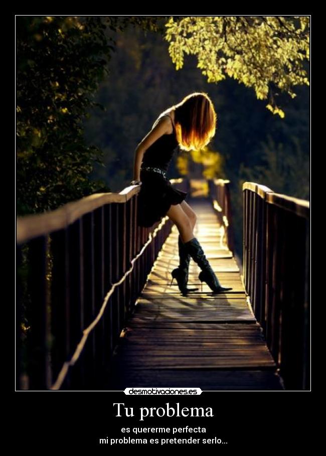 Tu problema - es quererme perfecta
mi problema es pretender serlo...