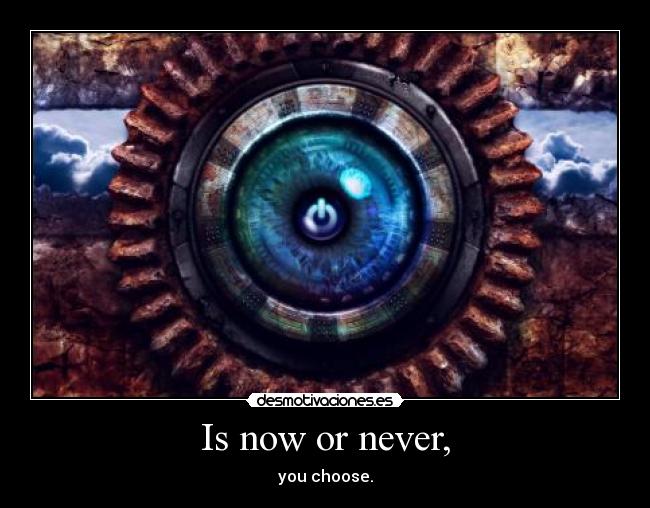 Is now or never, - you choose.