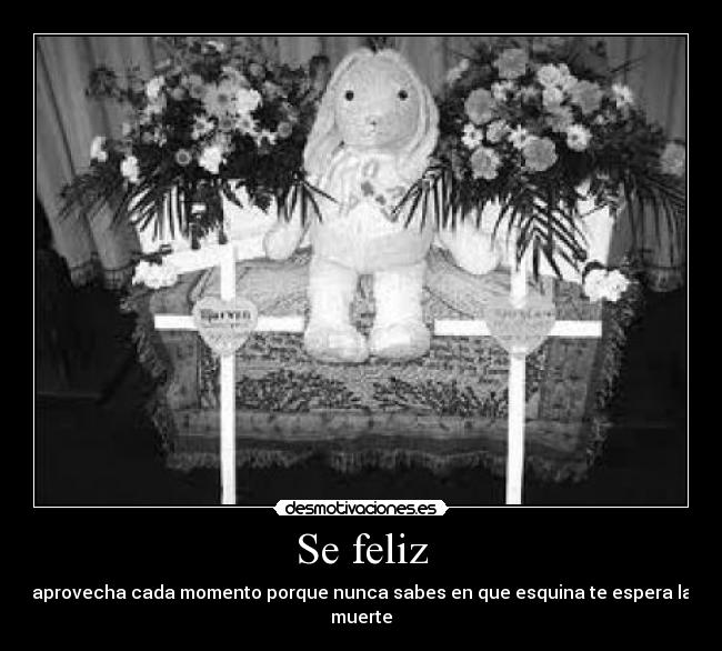 Se feliz - aprovecha cada momento porque nunca sabes en que esquina te espera la muerte