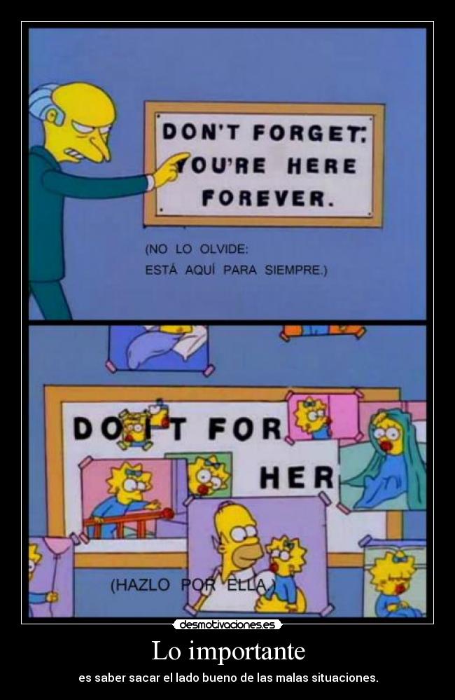 Lo importante - es saber sacar el lado bueno de las malas situaciones.