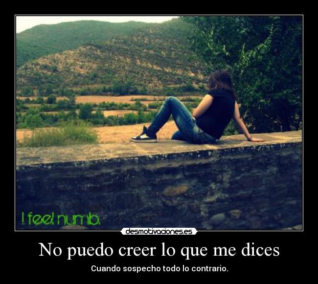 No puedo creer lo que me dices - Cuando sospecho todo lo contrario.