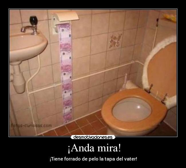 ¡Anda mira! - ¡Tiene forrado de pelo la tapa del vater!