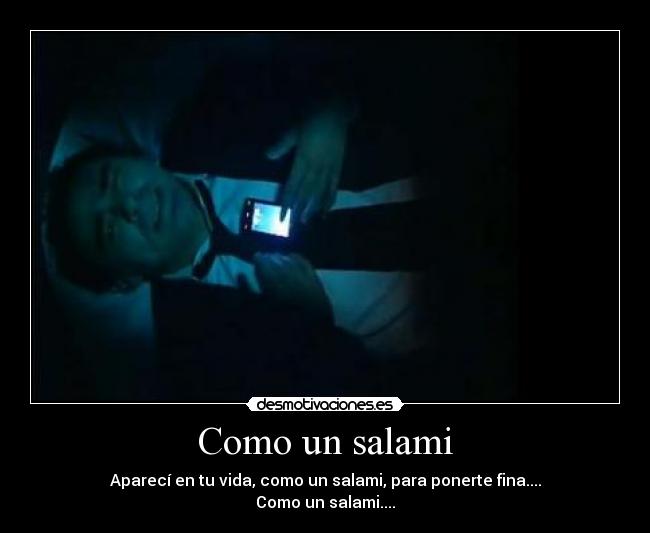 Como un salami - Aparecí en tu vida, como un salami, para ponerte fina....
Como un salami....