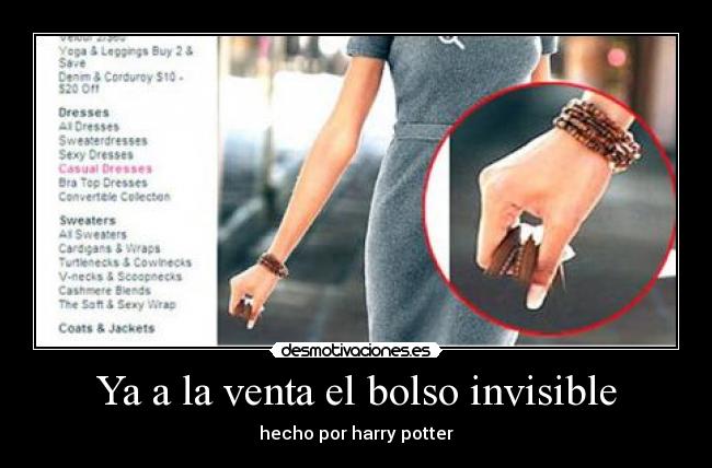 Ya a la venta el bolso invisible - hecho por harry potter
