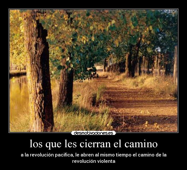 los que les cierran el camino - a la revolución pacifica, le abren al mismo tiempo el camino de la revolución violenta