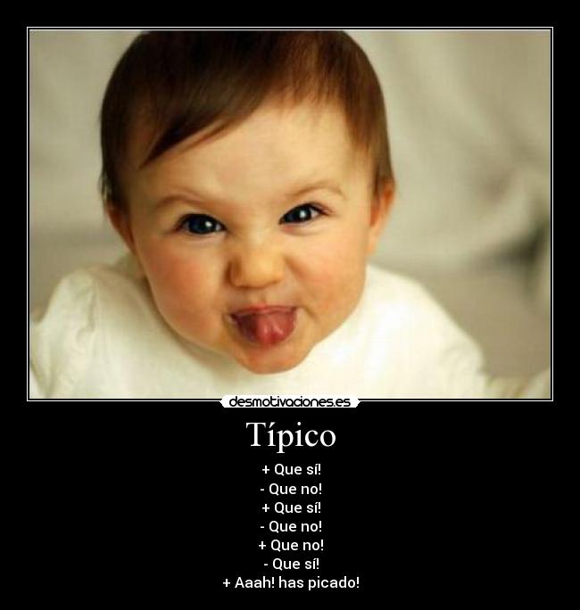 Típico - + Que sí!
- Que no!
+ Que sí!
- Que no!
+ Que no!
- Que sí!
+ Aaah! has picado!