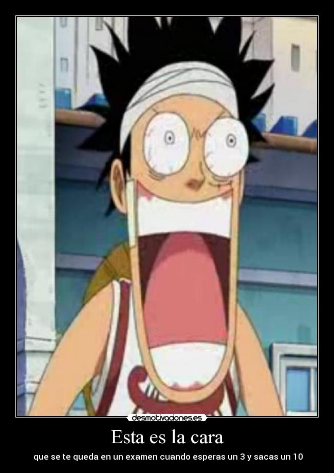 Esta es la cara - que se te queda en un examen cuando esperas un 3 y sacas un 10