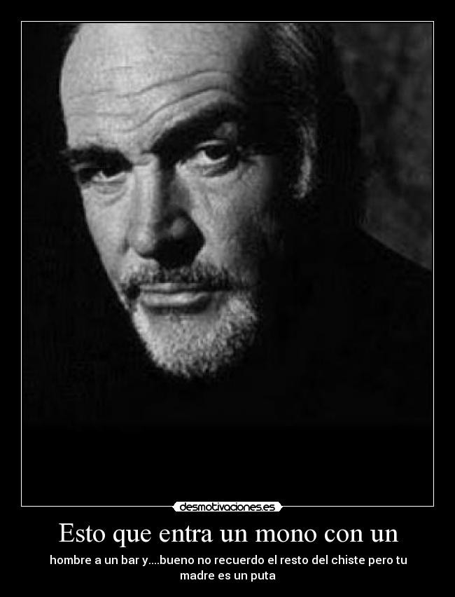 Esto que entra un mono con un - hombre a un bar y....bueno no recuerdo el resto del chiste pero tu madre es un puta