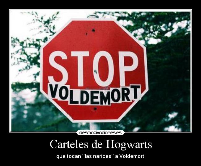 Carteles de Hogwarts - que tocan las narices a Voldemort.
