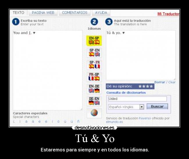 Tú & Yo - Estaremos para siempre y en todos los idiomas.