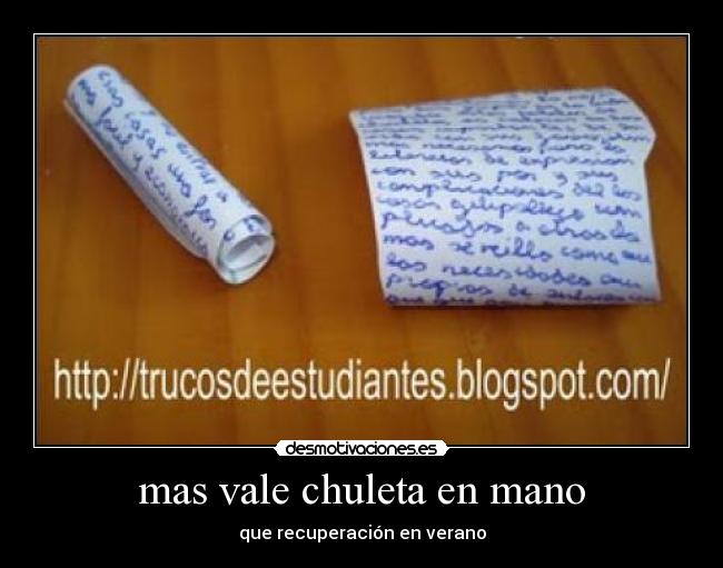 mas vale chuleta en mano - que recuperación en verano