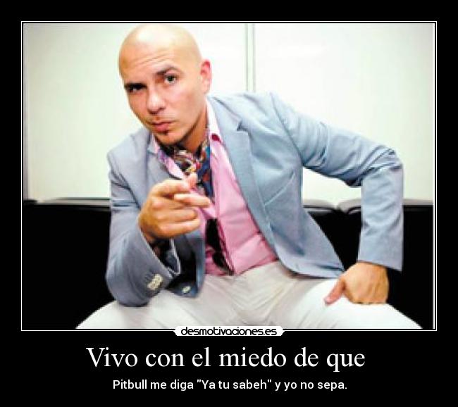 Vivo con el miedo de que - Pitbull me diga Ya tu sabeh y yo no sepa.