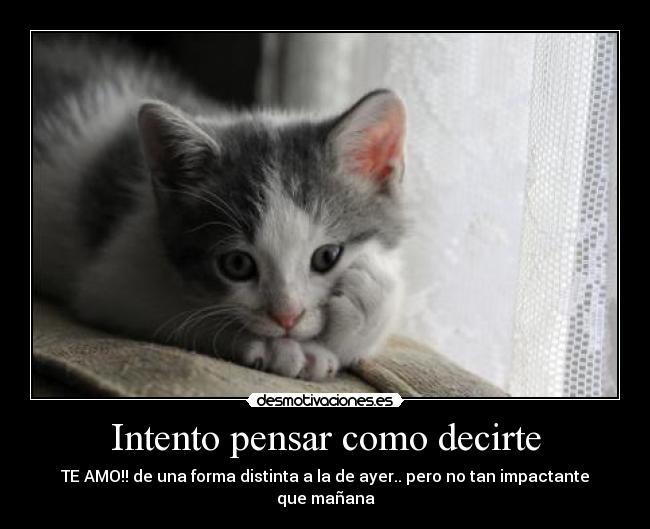 Intento pensar como decirte - TE AMO!! de una forma distinta a la de ayer.. pero no tan impactante que mañana
