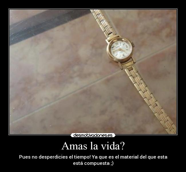 Amas la vida? - Pues no desperdicies el tiempo! Ya que es el material del que esta está compuesta ;)