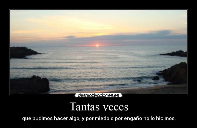 Tantas veces - que pudimos hacer algo, y por miedo o por engaño no lo hicimos.
