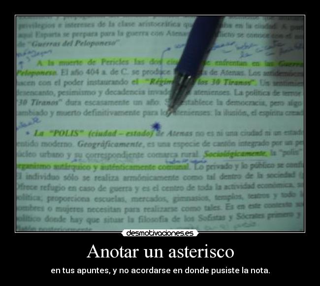 Anotar un asterisco -