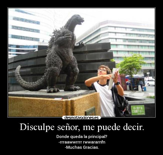 carteles gozzila nerd preguntando direccion la3ndy desmotivaciones