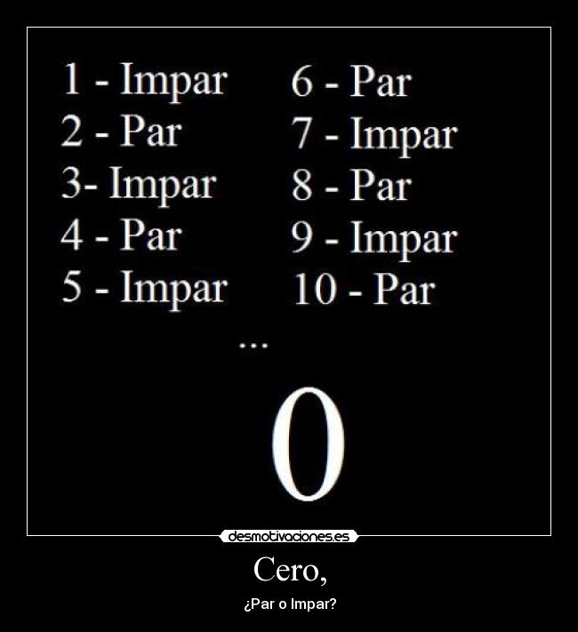 Cero, - ¿Par o Impar?