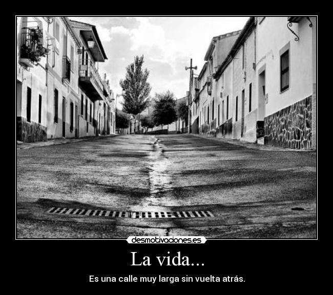 La vida... - Es una calle muy larga sin vuelta atrás.