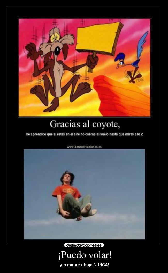 carteles coyote volar dibujos animados desmotivaciones
