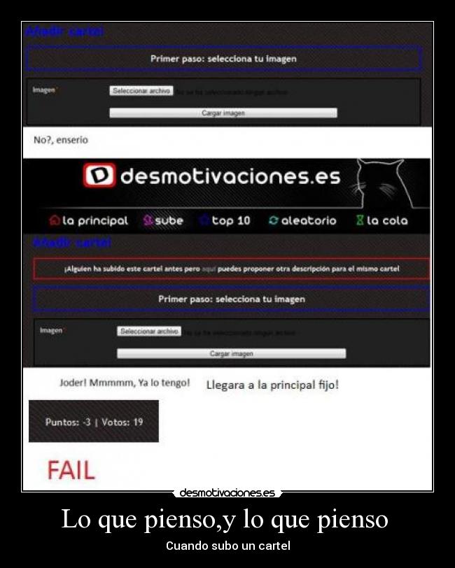 Lo que pienso,y lo que pienso  - Cuando subo un cartel