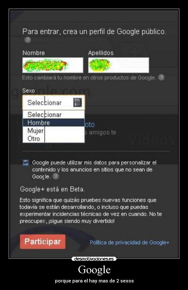 Google - porque para el hay mas de 2 sexos