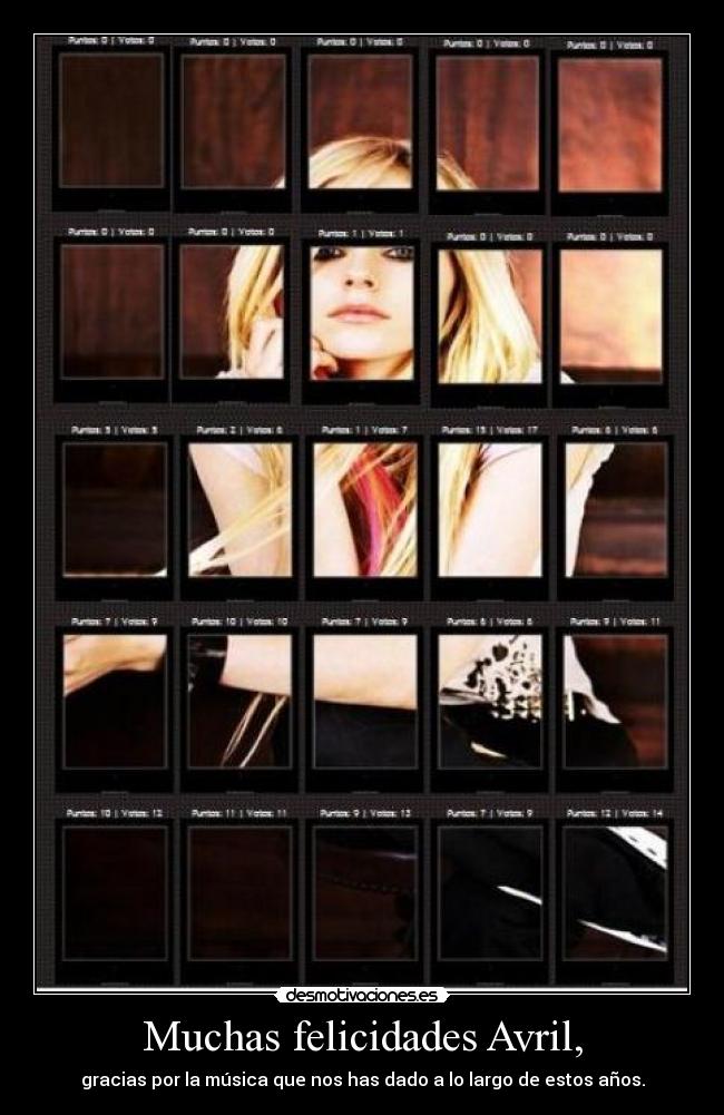 Muchas felicidades Avril, - gracias por la música que nos has dado a lo largo de estos años.