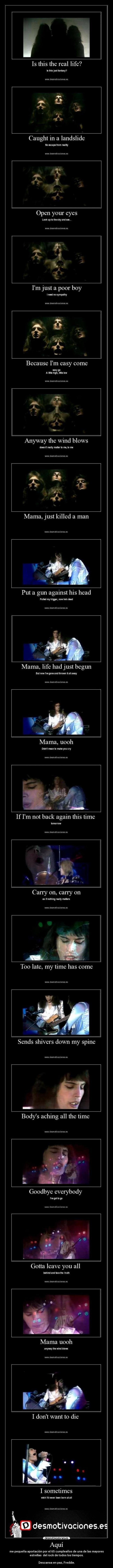 Aquí - me pequeña aportación por el 65 cumpleaños de una de las mayores
estrellas del rock de todos los tiempos.
Descansa en paz, Freddie.