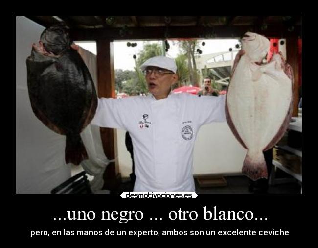 ...uno negro ... otro blanco... - pero, en las manos de un experto, ambos son un excelente ceviche