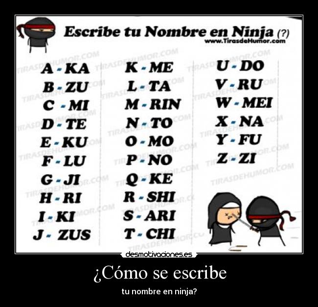 ¿Cómo se escribe - tu nombre en ninja?