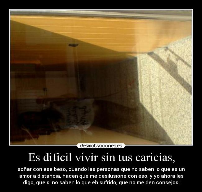 Es dificil vivir sin tus caricias, -